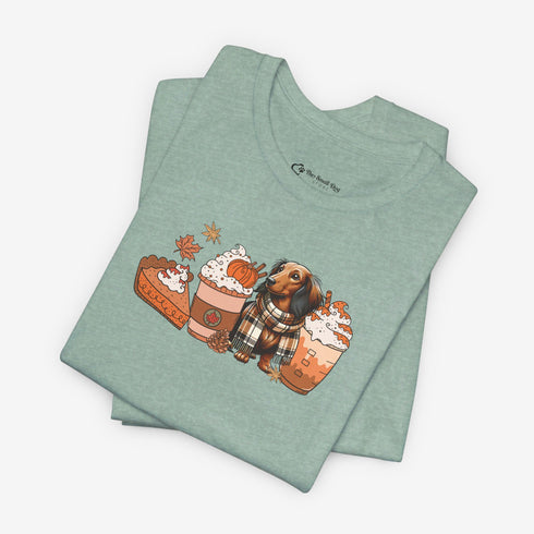 Longhaired Dachshund Fall Tee - Dachshund T- Shirt for Women